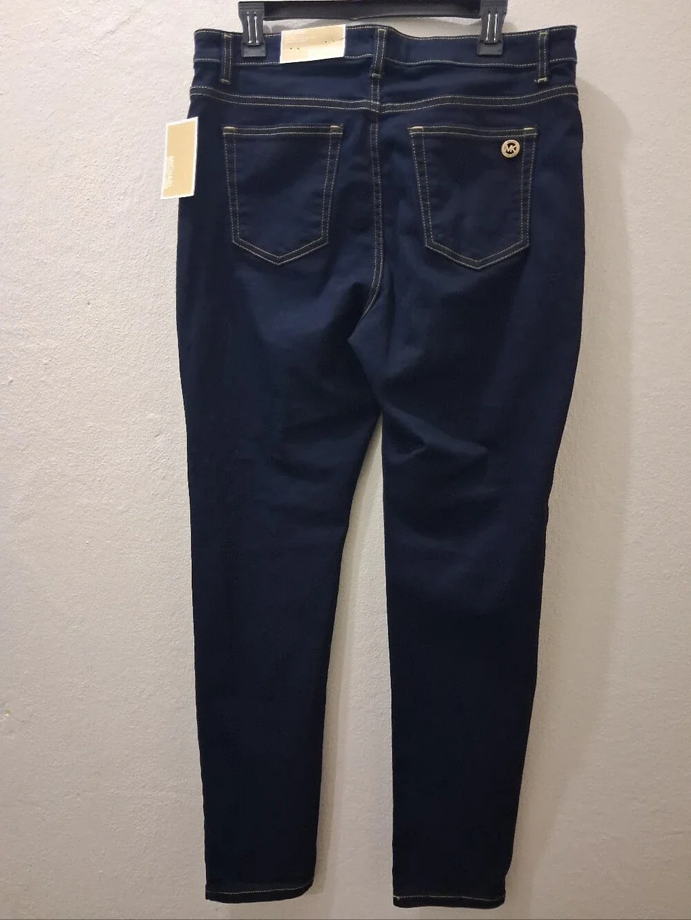 Michael Kors Women's Dark Blue Denim Mid-Rise Izzy Sninny Jeans Sz 14 NWT